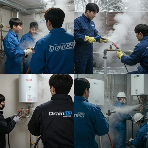 신생동 언 수도 녹임 얼었을때 해빙 꽁꽁 언 하수도 완벽 복구