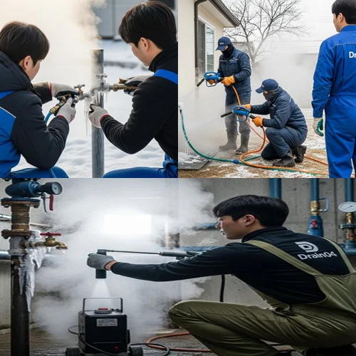 인천시 언 수도 녹임 얼었을때 해빙 겨울 배관 해빙은 전문가에게